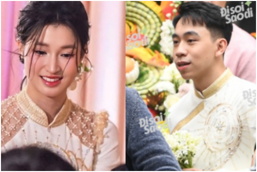 Chi tiết đặc biệt cực đáng nể trên áo dài ăn hỏi của Á hậu Phương Nhi và chồng doanh nhân: Phải học thức cao lắm mới tinh tế được như thế