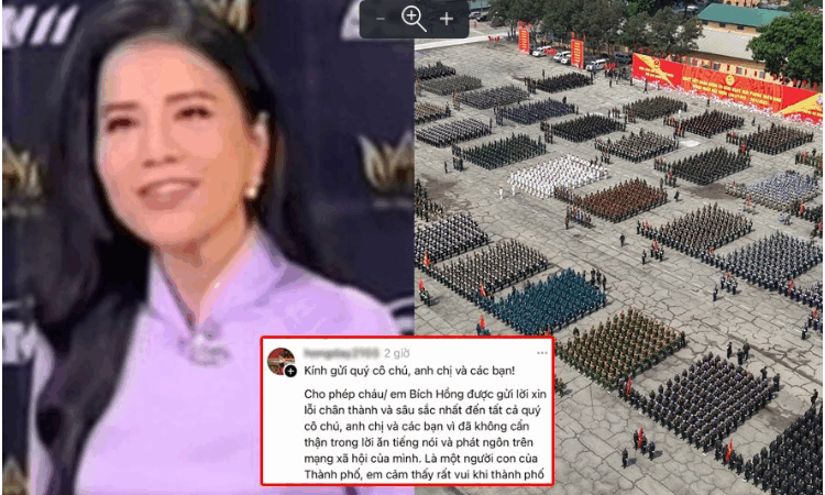 MC Bích Hồng sợ bị cho thôi việc nên đành chấp nhận xuống nước xin lỗi sau phát ngôn về diễu binh nhưng đọc status của chị thấy giả trân lắm