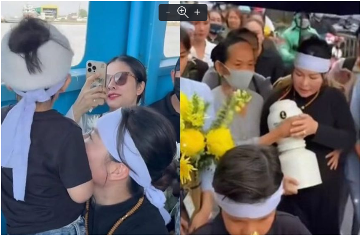 Nghẹn ngào cảnh mẹ và vợ tiễn Quý Bình đoạn đường cuối ở lễ thủy táng: Nhìn mẹ chồng nàng dâu tình cảm như này chắc hẳn cố diễn viên có thể yên lòng sang thế giới mới