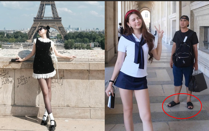 Con gái sang chảnh, ba lôi thôi giữa trời Tây – Netizen ph:ẫn n:ộ: ‘Dát hàng hiệu từ đầu đến chân mà không lo cho ba bộ đồ t:ử tế? B:ất h:iếu thiệt chớ!’