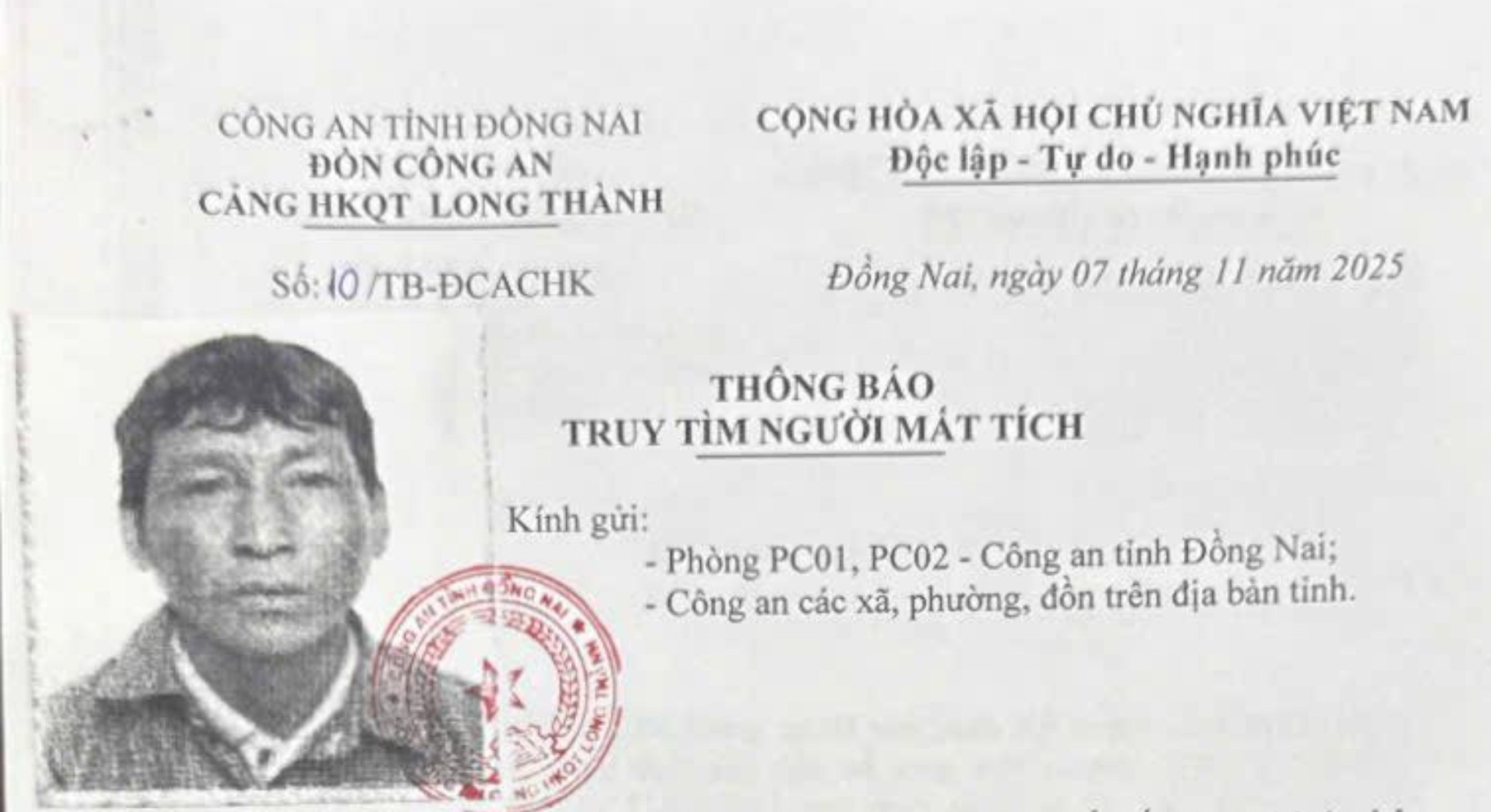 Công an tìm người đàn ông bỏ đi khỏi dự án sân bay Long Thành lúc rạng sáng, có dấu hiệu hoang tưởng