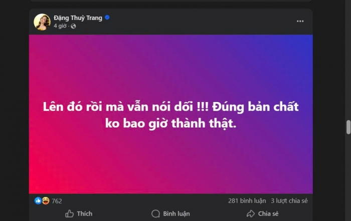 Đặng Thùy Trang đăng đàn mỉa mai Thùy Tiên sau khi nhận bản án 2 năm tù: ‘Lên đó rồi mà vẫn nói dối, đúng bản chất không bao giờ thành thật’
