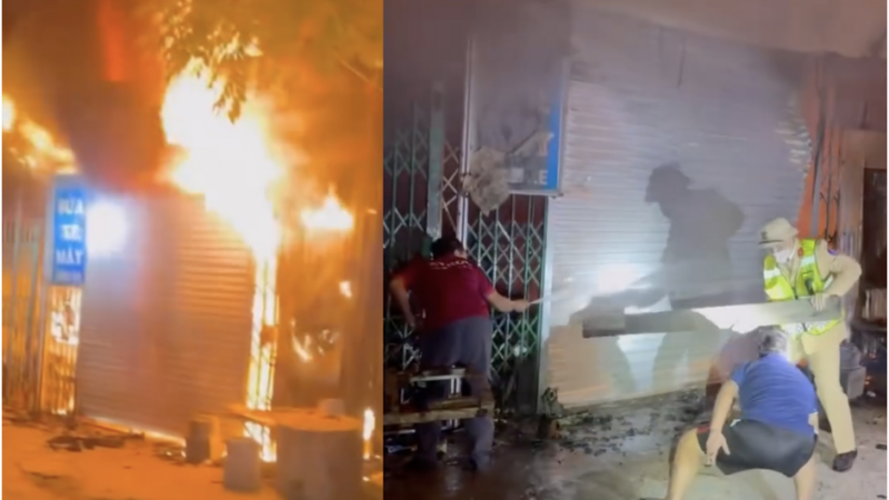 Đang đi tuần tra, CSGT kịp thời ph:á c:ửa giải cứu 11 người tho:át ra khỏi ngôi nhà ch:áy, hành động quá tuyệt vời