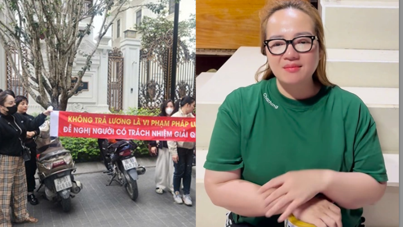 Nóng: Hàng chục công nhân kéo tới trước biệt thự của Hoàng Hường đòi tiền lương, không khí căng thẳng