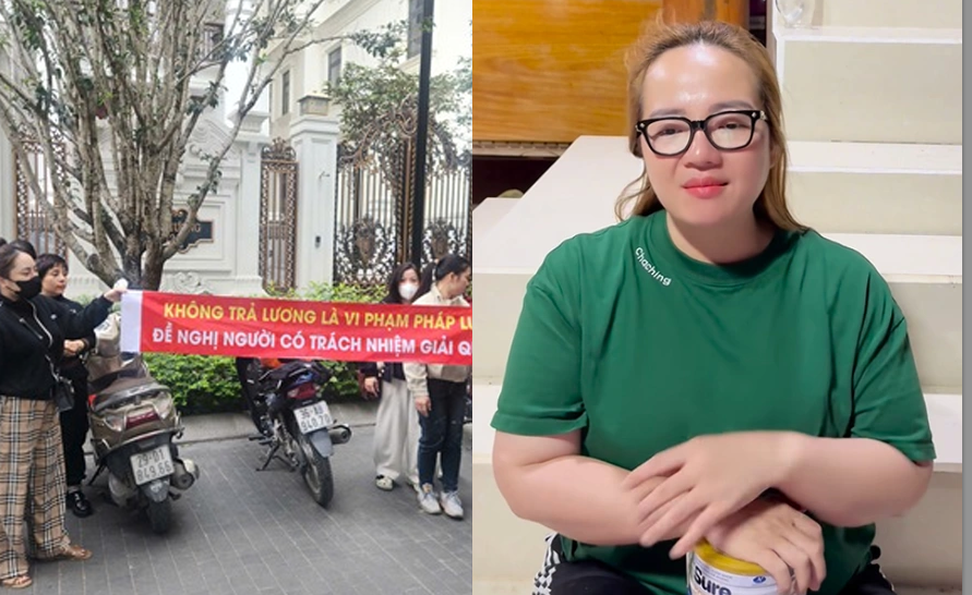 Nóng: Hàng chục công nhân kéo tới trước biệt thự của Hoàng Hường đòi tiền lương, không khí căng thẳng