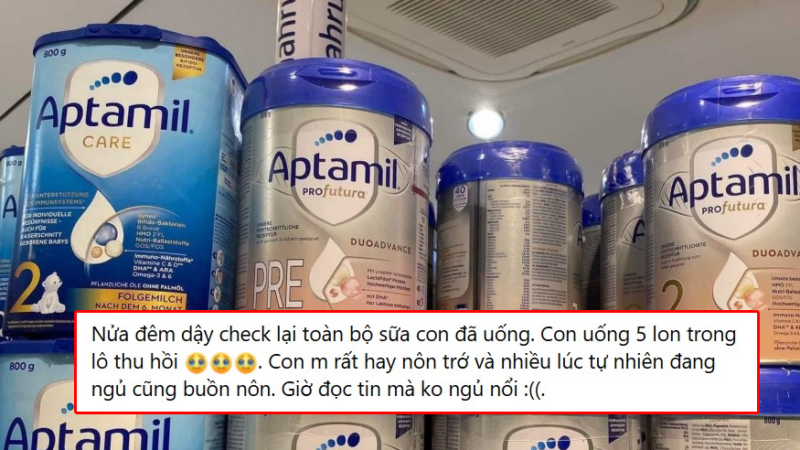 Hội mẹ bỉm sữa hoang mang vì sữa Aptamil bị thu hồi: “Con uống 5 lon trong lô này, giờ đọc tin mà không ngủ nổi”