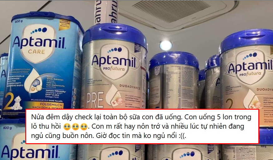 Hội mẹ bỉm sữa hoang mang vì sữa Aptamil bị thu hồi: “Con uống 5 lon trong lô này, giờ đọc tin mà không ngủ nổi”